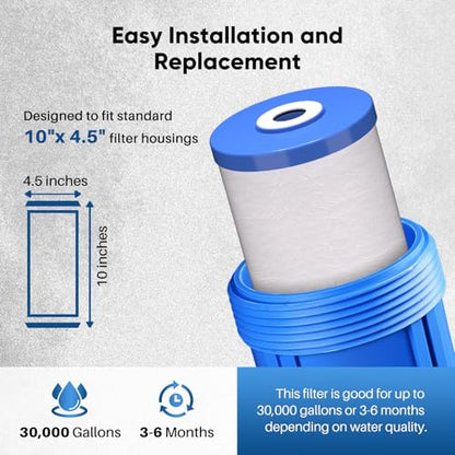 PUREPLUS 5 Micron 10"x4.5" Whole House Sediment & Carbon Water Filter,2PACK - size: 2 Count (Pack of 1), style: Sediment & Carbon Block