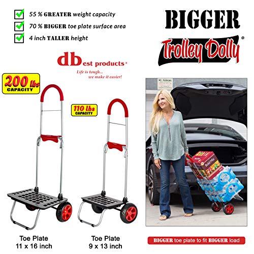 dbest products Bigger Trolley Dolly, Red Pin Dot Shopping Grocery Foldable Cart - color: Red Pin Dot