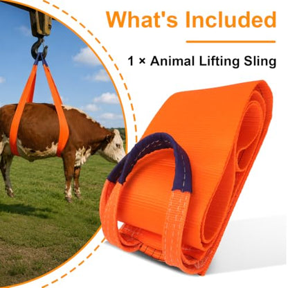 Animal Livestock Lifting Sling for Horses Cows,Nylon Strap 30000LB