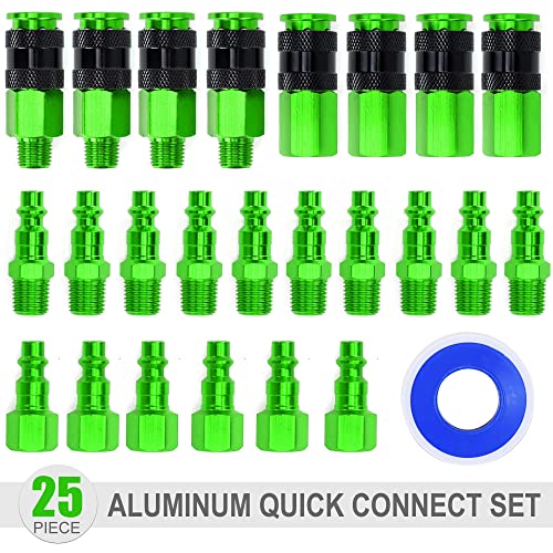 Aluminum Air Fittings, 1/4" NPT, 25 Pieces, Green - color: Green, size: 25 Pieces
