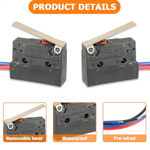 3 PIN Pre-Wired Micro Limit Switch with Hinge Lever - size: 5A, Hinge Lever