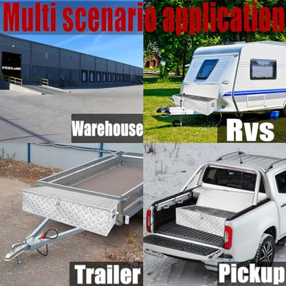 49x13x10 Inch Heavy Duty Pickup Storage Box Diamond Plate Portable Toolboxes Aluminum Underbody Truck Tool Box with Buckle Lock and Keys Suitable for Truck Bed Pickup RV Trailer - size: 49" L x13" W x10" H