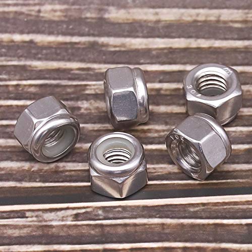 1/2"-13 Nylon Insert Hex Lock Nuts, Allen Hex Drive, 304 Stainless Steel 18-8, Full Thread, Coarse Thread UNC, Pack of 10 - size: 1/2"-13