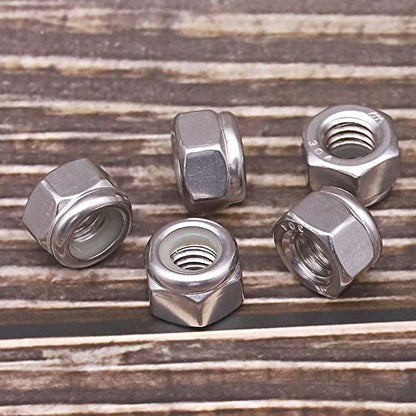 1/2"-13 Nylon Insert Hex Lock Nuts, Allen Hex Drive, 304 Stainless Steel 18-8, Full Thread, Coarse Thread UNC, Pack of 10 - size: 1/2"-13