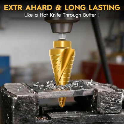 3PCS Titanium Step Drill Bit - HSS Step Bit Set with Two Spiral Grooved - color: 3Pcs Spiral