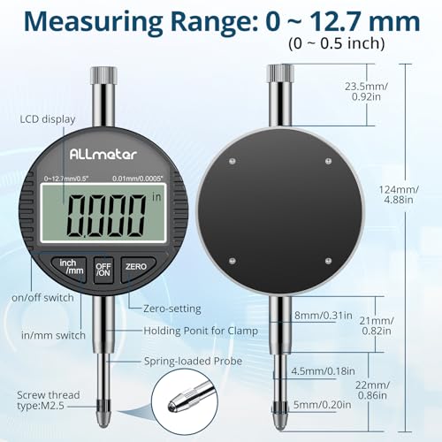 Digital Dial Indicator 0-12.7mm,0.01mm Precision with LCD Display - size: 0-12.7mm,0.01mm
