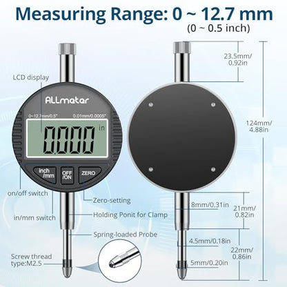 Digital Dial Indicator 0-12.7mm,0.01mm Precision with LCD Display - size: 0-12.7mm,0.01mm