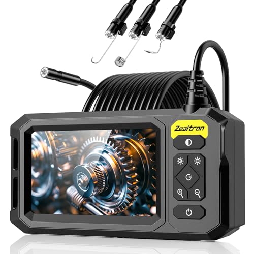 Borescope with Light, 1920P HD Endoscope Inspection Camera with 4.3" IPS Screen, 8mm Lens IP67 Waterproof with 8 LEDs, 16.5ft Semi-Rigid Snake Camera for Automotive Pipe Inspection