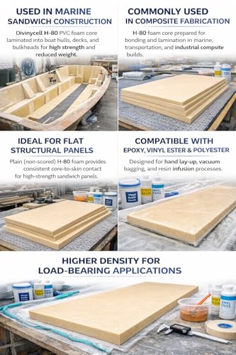 Fiberglass Supply Depot Divinycell PVC Foam Core Plain H-80 5lb Density 3/4” (24”x48”)