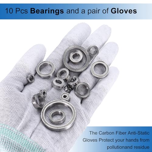 uxcell 6700ZZ Deep-Groove Ball Bearings for Rollers, 10mm x 15mm x 4mm Seal Bearings with Fiber Gloves, Double Metal Sealed Bearing Steel Skateboard Bearings 10Pcs - size: 6700ZZ