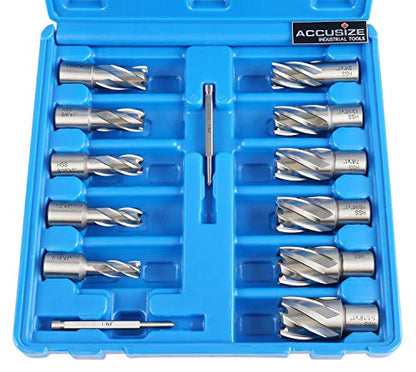 Accusize Industrial Tools HSS Annular Cutter, N10 - size: 7/16" to 1-1/16", 1" Cutting Depth, style: Styling Strong Case