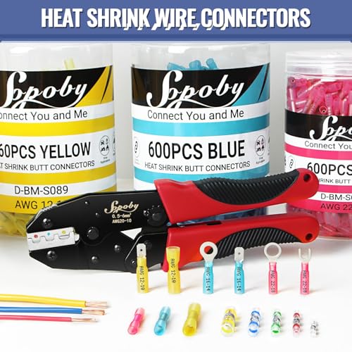 Heat Shrink Butt Wire Connector,210PCS Waterproof Electrical Wire Connector - size: Blue 210 PCS