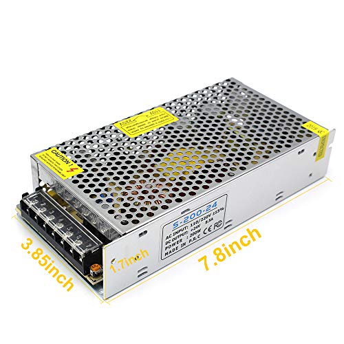 inShareplus 24V 8.5A 200W, DC Universal Regulated Switching Power Supply, Converter AC 100-240V to DC 24 Volt LED Driver, Transformer,Adapter for LED Strip Light, Computer Project - style: 24V 200W