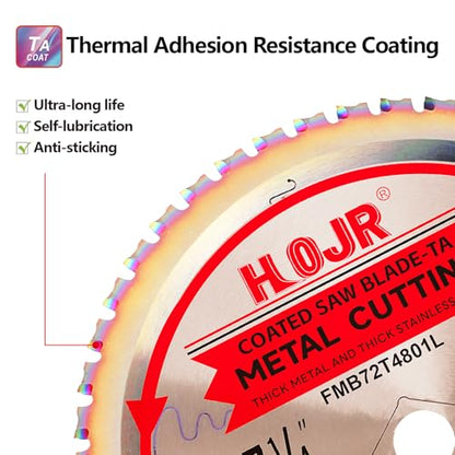 Dia 7-1/4" (184mm) 48-Tooth Arbor 5/8" Metal Cutting Circular Saw Blade, for Steel and Stainless Steel,The Cutting Head Uses a Special Anti-Heat Sticking Coating,FMB 7-1/4 inch 48-Tooth 5/8" -TA - size: Steel 7-1/4" 48T