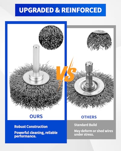 2 Pack 2 Inch Wire Wheel Brush for Drill - Heavy Duty Carbon Steel Wire Brush for Rust, Paint & Corrosion Removal, 0.012" Coarse Crimped Stainless Steel Wire, 1/4in Shank, 20000RPM