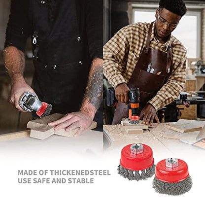 Wire Wheel for Angle Grinder Heavy Duty Carbon Knotted & Crimped Cup Set