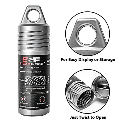 S&F STEAD & FAST Annular Cutter with Pilot Pin 1" x 1" Depth, Mag Drill Bit - size: 1" x 1"