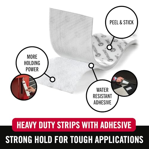 VELCRO Brand Heavy Duty Strips with Adhesive, White, 4x2 in Strips, 8 pk - color: White, size: 4in x 2in