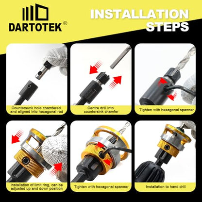 Countersink Drill Bit Set - HSS M2 Counter Sink Adjustable Depth Drill Bit for US Wood Screw, 1/8" 9/64" 5/32" 11/64" 3/16" 82° Counter-Bore - size: New-5pcs