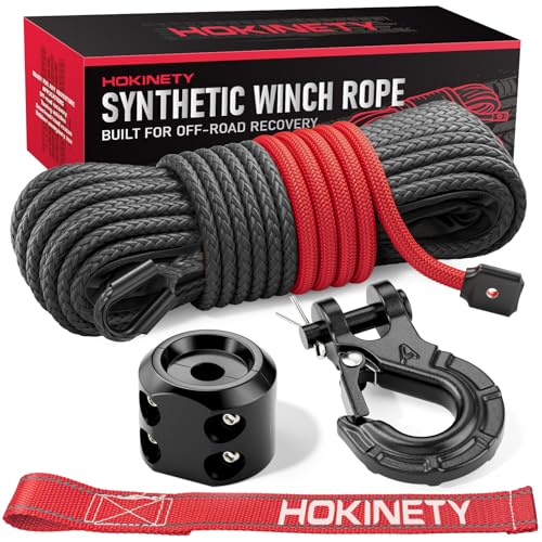 Synthetic Winch Rope Kit - 3/16" x 50' 8500 lbs Synthetic Winch Cable for ATV UTV Off-Road Vehicles with Forged Hook, Rubber Stopper, Protective Sleeve and Safety Pull Strap - Grey - color: Gray, size: 3/16'' x 50'