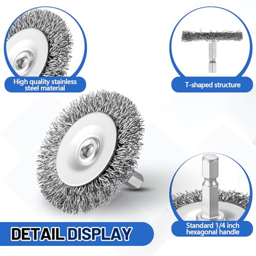 Moxweyeni 20 Pcs 2 Inch Stainless Steel Wire Wheel Brushes for Drill Bits - size: 2 Inch
