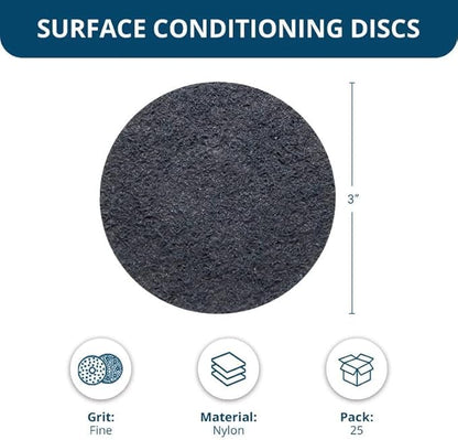 Benchmark Abrasives 3 Inch Sanding Discs Quick Change Nylon Surface Conditioning Discs, Drill & Die Grinder Sanding Disc Rust Remover for Metal Paint Stripper & Removal, Polishing - (25 Pack)(Fine) - style: Fine