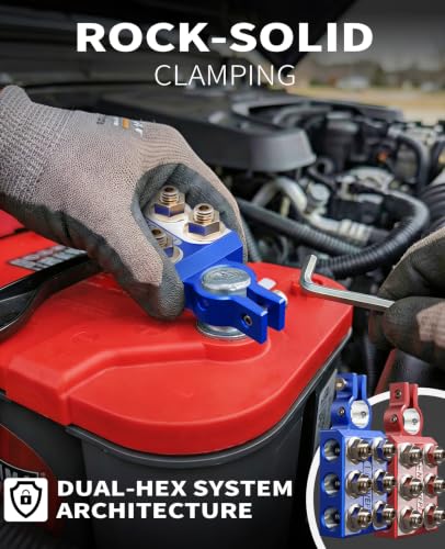 12-Way Car Battery Terminal Connectors, 6 x 2/0 Ports, M8 Studs - color: 6 x 2/0 Ports + 6 M8 Studs