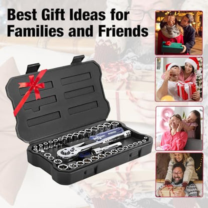 WORKPRO 39-Piece Drive CR-V Socket Set(1/4" & 3/8")