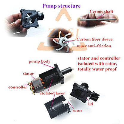AUBIG DC40-1250 Brushless Magnetic Drive Centrifugal Submersible Water Pump CPU Cooling DC12V 1A 500L/H 5.0M 14.40W - color: Max Flow Rate: 500l/H
