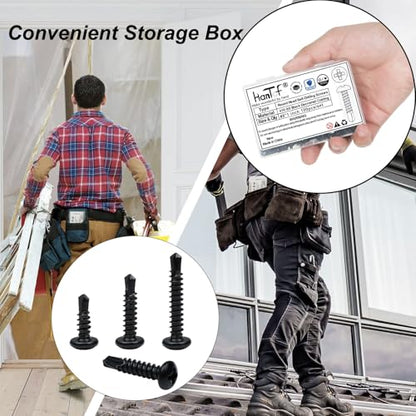 100Pcs Black High-Strength Quick Self Tapping Screws for Metal, 410 Stainless Steel, #8 x 1 Phillips Drive Pan Head Self Drilling Deck Screws, Sheet Metal Screws with 1 Pc Bits for Free - size: 100pcs #8 x 1", style: Pan Head