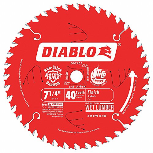 Diablo Finish Saw Blade - 7-1/4" Dia., 40 ATB, 5/8" Arbor, 8000 Max RPM - size: 5/8" Arbor x 7-1/4" Dia
