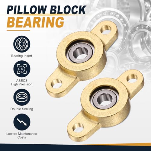 uxcell 2Pcs STF06 Pillow Block Bearings 6mm Bore, Copper Housing, ABEC 3 - size: STF06(6mm Shaft)