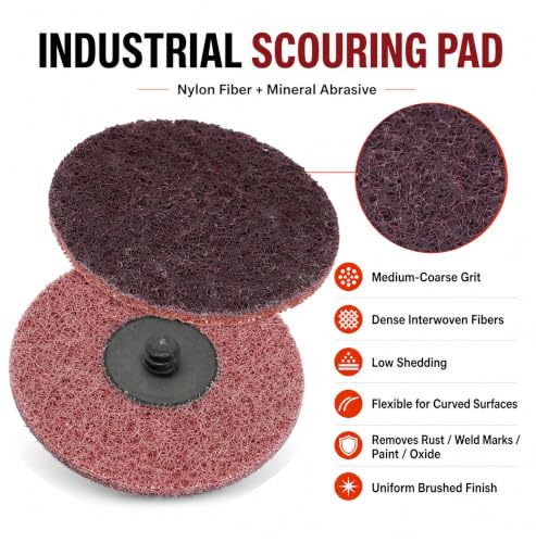50Pcs Surface Conditioning Disc Sanding Discs 1/4'' Holder Quick Change for Paint Rust Removal Surface Strip Polishing Grind Burr Finish Burr Finish (3 Inch/Medium/100-150Grit/Red) - color: Red, size: 3 Inch