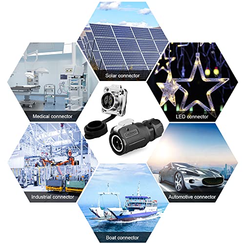 2 Pin Waterproof Connectors, Waterproof Electrical Connectors with Plug Dust Cover, Aviation Cable Connector for Automotive, Marine, Lights and Other Indoor/Outdoor Electrical Wire Connections - style: 2 Pin Connector+plug dust cover