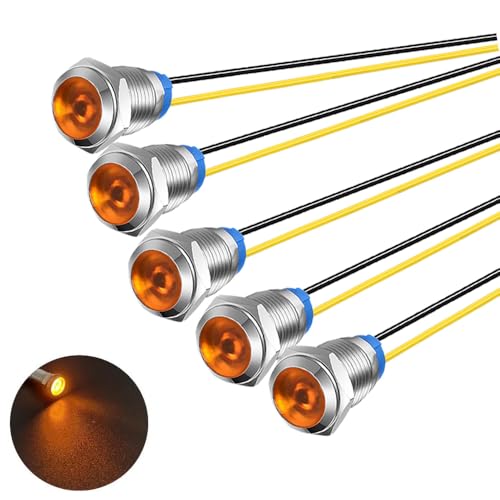 Gebildet 5pcs 10mm LED Metal Indicator Light 110V-220V AC Waterproof Signal Lamp (Yellow) - color: Yellow 110V