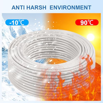 THHN Wire 14 Gauge 25 FT, 14 AWG Stranded OFC Copper Electrical Building Wire with Nylon Jacket PVC Insulation, Rated 600V for Residential, Industrial, CNC, Ground (14 Gauge, White) - color: White, size: 14 AWG 25FT