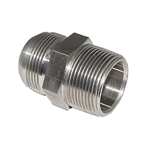 RFS Stainless Steel JIC Flared Tube Fitting, Straight, 1/4" Tube OD JIC Male x 3/8" NPT Male - size: 1/4"JIC x 3/8"NPT