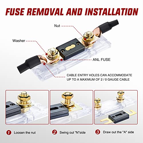 Nilight 2PCS 150A ANL Fuse Holder and ANL Fuses Electrical Protected - color: ANL Fuse, size: 150A