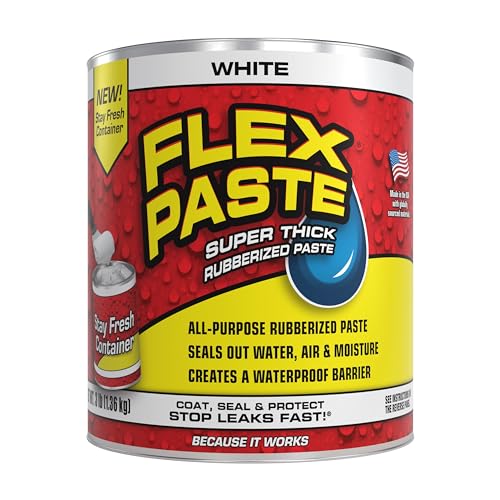 Flex Paste Rubberized Waterproof Sealant Paste, White, Quart, 1-Pack - color: White, size: Quart