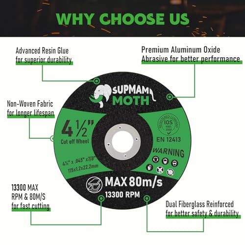 55 Pack 4 1/2 Cut Off Wheel Angle Grinder Cutting Disc for Metal & Stainless Steel Cutting Wheel Ultra Thin 0.045'' x 7/8 Arbor - style: 4.5 Inch-55 Pack