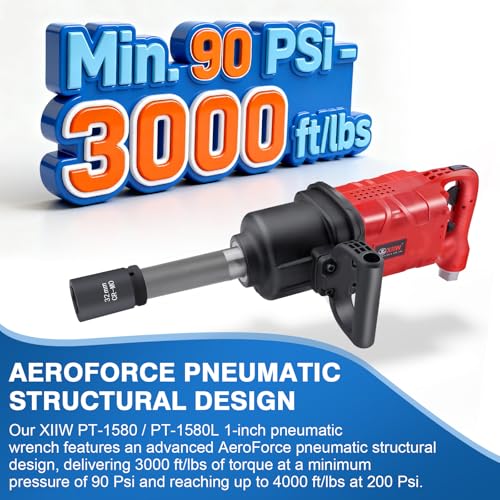 XIIW 1 Inch Air Impact Wrench, Up to 4000 ft-lbs High Reverse Torque - size: 1 Inch | 4000 ft-lbs w/9" Extended Anvil