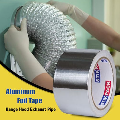 Aluminum Foil Tape 2 inch x 60ft (20 Yards) Heavy Duty HVAC Duct Tape for Ductwork – High Temperature Silver Foil Tape for Insulation, Metal Repair, Exhaust Sealing & Patching - size: 2 Inches x 20 Yards