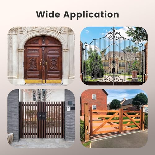 Heavy Duty Gate Hinges with Sealed Bearings and 8 Screws, Adjustable Yoke Pivot, Suitable for Large Driveway Gates Up to 1100 Pounds, Two Pack, Carbon Black (Curved Flat Hinge) - color: Curved flat hinge