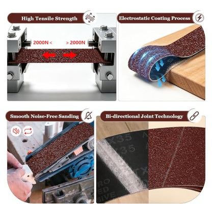 4 x 36 Inch Sanding Belts, 10 Pcs 100 Grits Sander Paper - color: 100 Grit