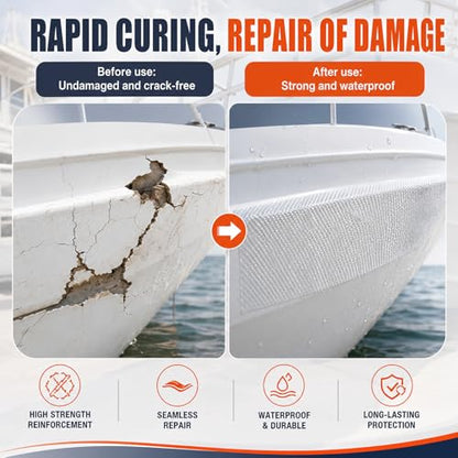 Fiberglass Repair Kit, Anti Sagging Formula, No Drip Run During Curing - color: A