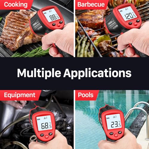 Eventek Infrared Thermometer Gun, -58°F~1112°F Temperature Gun, Laser Thermometer Gun for Cooking, Pizza Oven, Candy, Griddle, Engine, Infrared Thermometer with Adjustable Emissivity & Max Min