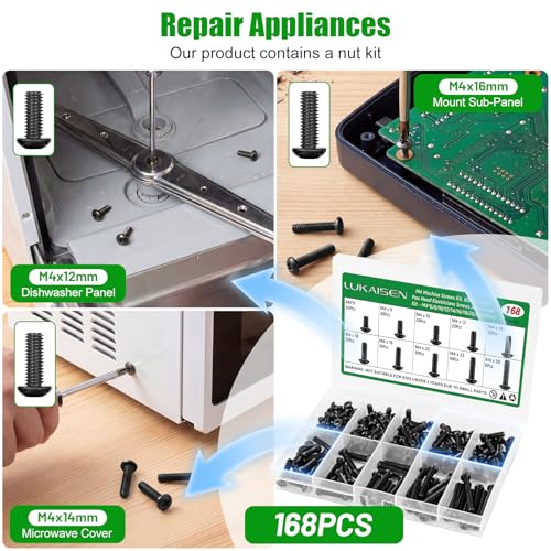 168 Pcs M4 Phillips Pan Head Machine Screws Kit for Switch Boxes - size: 168Pcs M4*6/8/10/12/14/16/18/20/25/30mm-Pan