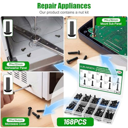 168 Pcs M4 Phillips Pan Head Machine Screws Kit for Switch Boxes - size: 168Pcs M4*6/8/10/12/14/16/18/20/25/30mm-Pan