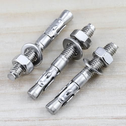12-Pack M6-1.0 x 60 Wedge Anchors, Stainless Steel 304 (18/8), Concrete Anchor for Heavy-Duty Projects - size: M6-1.0 x 60