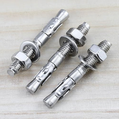 12-Pack M6-1.0 x 60 Wedge Anchors, Stainless Steel 304 (18/8), Concrete Anchor for Heavy-Duty Projects - size: M6-1.0 x 60